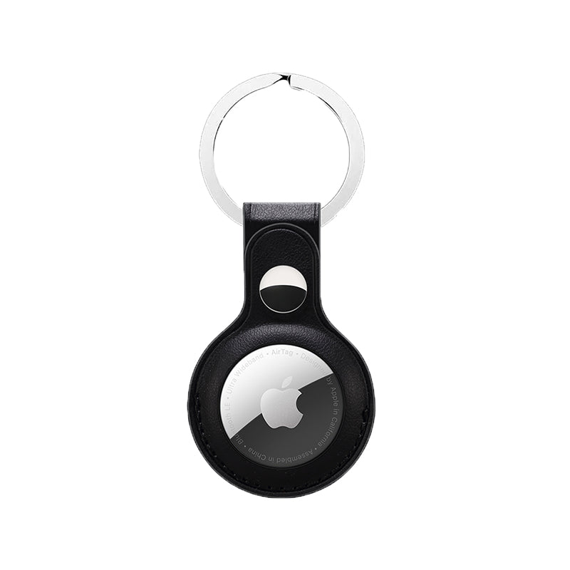 Quad Apple AirTag Leather Key Ring Black