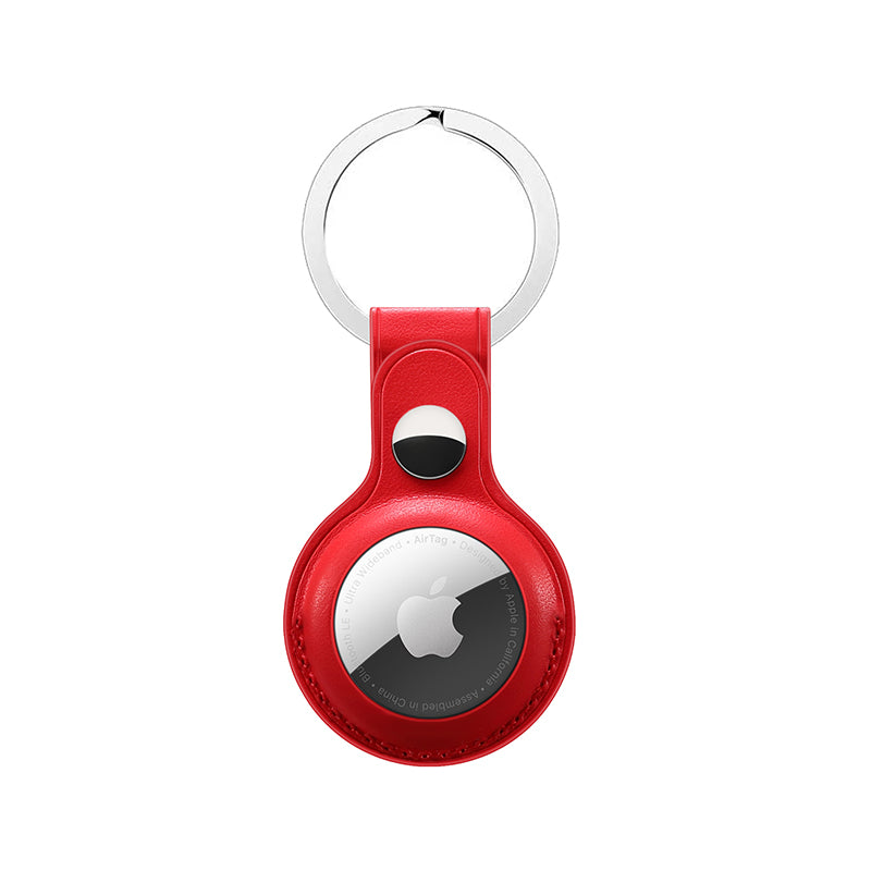 Quad Apple AirTag Leather Key Ring Red