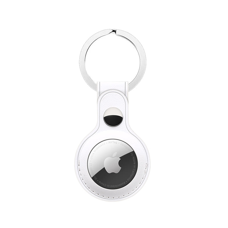 Quad Apple AirTag Leather Key Ring White