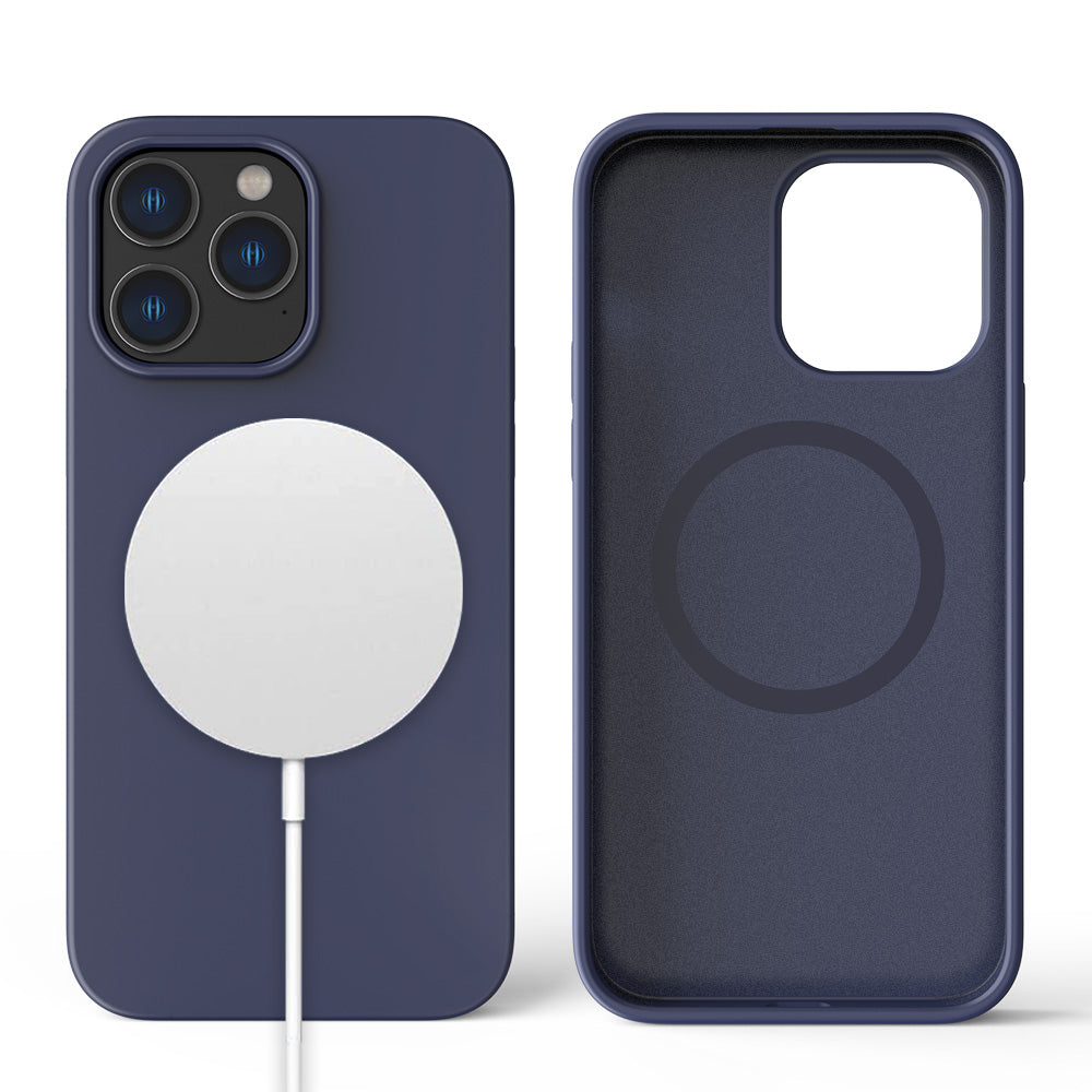 Quad Iphone 14 Pro Max Qmag Liquid Silicone Case Blue..