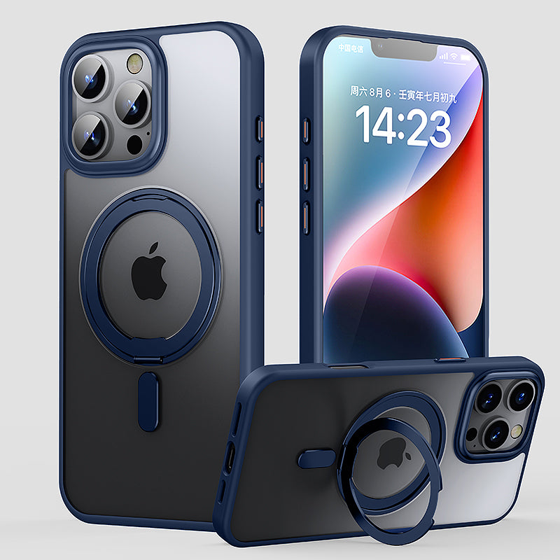 Quad iPhone 16 Pro Qmag KickStand Case Blue