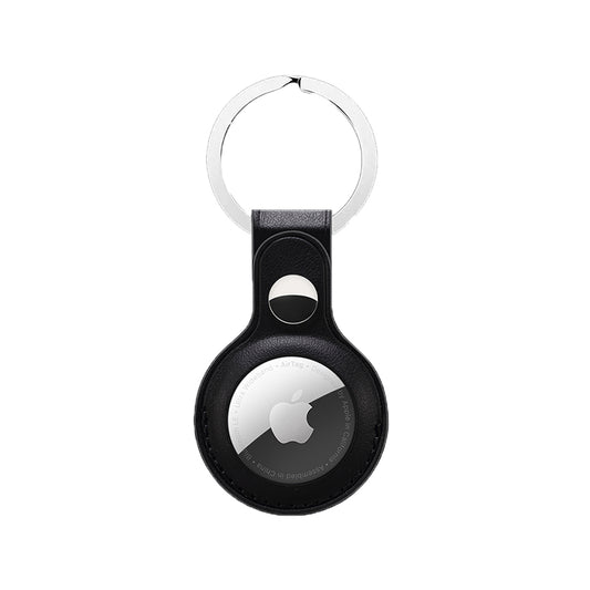 Quad Apple AirTag Leather Key Ring Black