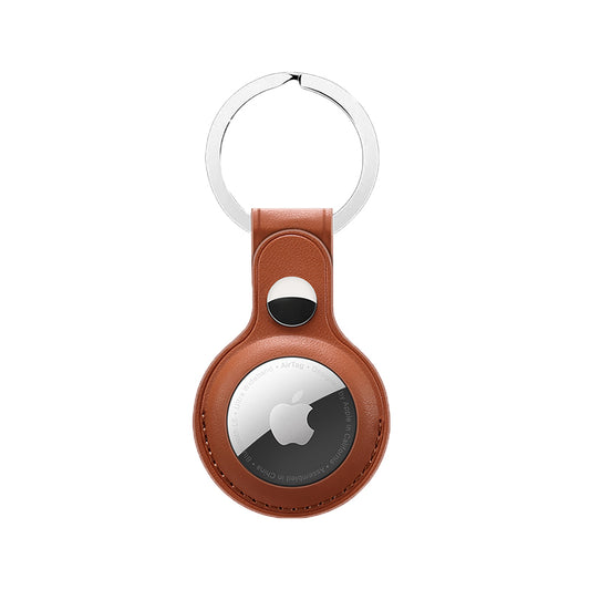 Quad Apple AirTag Leather Key Ring Brown