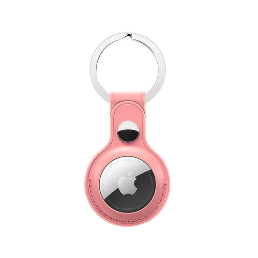 Quad Apple AirTag Leather Key Ring Pink
